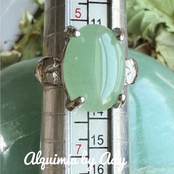 Aventurine Victorian silver ring/Joy and wealth healing crystal ring - Picture 1 of 1